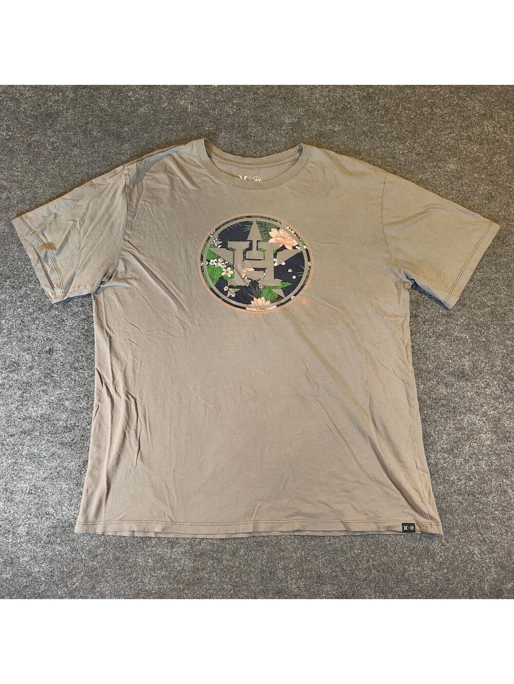 Hurley x '47 Houston Astros Tropical Floral T-Shirt Tan Grey Men's Large